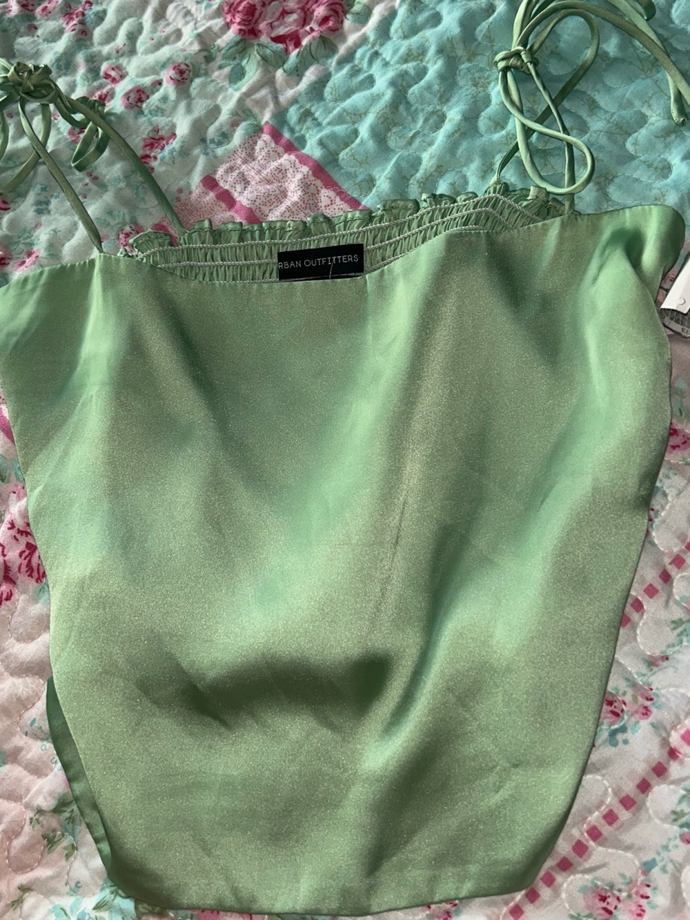 Urban Outfitters Green Satin tank copper top cami